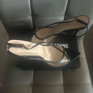 PrettyLittleThing Black and Clear Heels